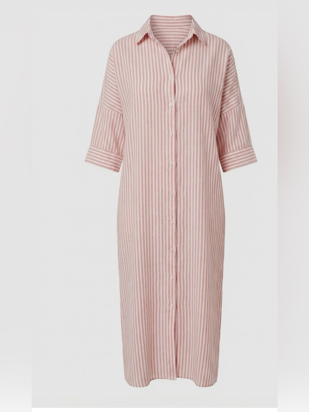 Striped Pink Button-Front Shirt Dress